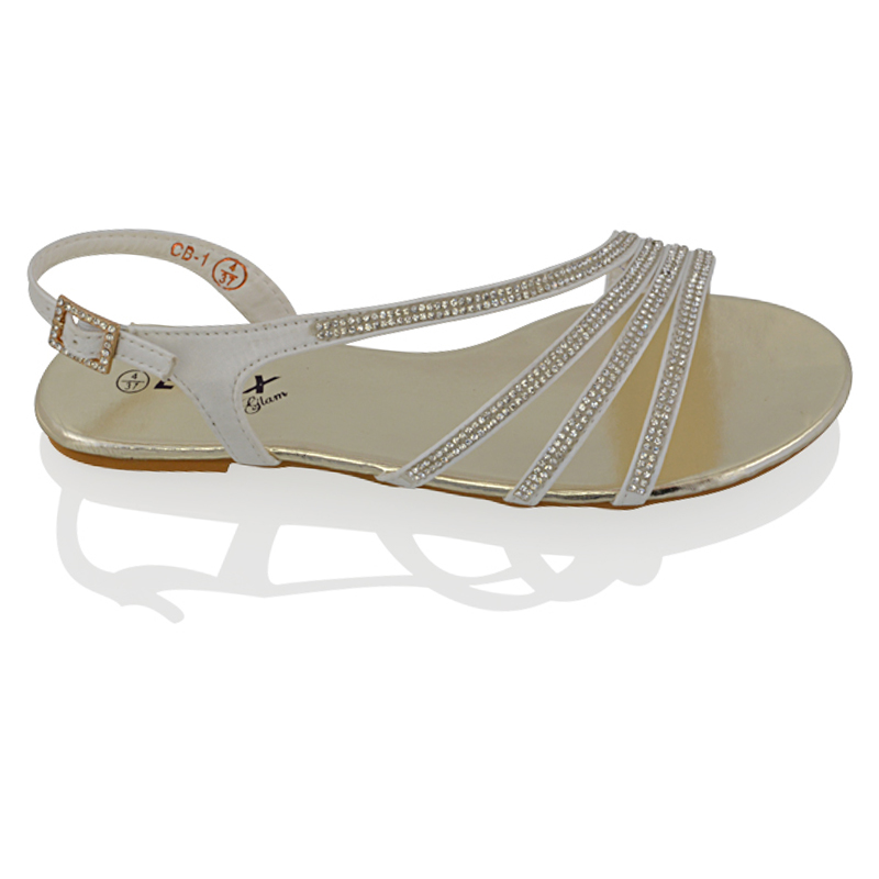 ladies sparkly flat sandals